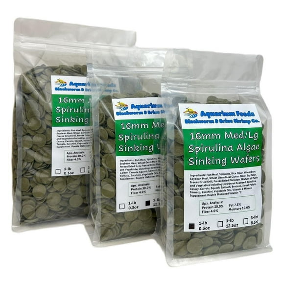 16mm - 5/8" Sinking Wafers of Algae, Spirulina, Veggies for All Tropical Fish, African Cichlids, Shrimp, Snails, Crabs, Plecos - 1-lb 0.3oz Clear Bag