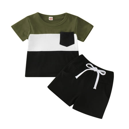 

Toddler Boys Girls Short Sleeve Clothing Children Patchwork Pocket Tops Shorts Outfits Baby Boy Knitted Outfits Track Clothes for Girls Sweat Suits Boys Clothes Set Baby Baby Boy Take Home Outfit 5