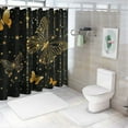 thumbnail image 7 of Fenyluxe Gold Butterfly Shower Curtain, Flying Butterfly Shower Curtains, Black Golden Girl Women Shower Curtain Set,Washable Washable Upgraded Polyester 69x72, 7 of 7