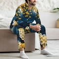 thumbnail image 6 of KLL Moonlit Golden Tree Peacock Sleepwear Mens Flannel Pajamas,Long Cotton Pj Set, 6 of 7