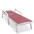 thumbnail image 5 of LeisureMod Marlin Patio Chaise Lounge Aluminum White Arms Set of 2 Burgundy, 5 of 10