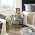 thumbnail image 6 of Side Table, Round End Table with 2 Storage Shelves Nightstand for Living Room, Accent Coffee Table, Greige, 6 of 8
