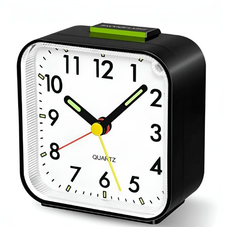 DESIGNICE 2026 New Small Battery Operated Analog Travel Alarm Clock Silent No Ticking,Quartz Alarm Clock with Night Light Snooze Small Bedside Clocks for Bedroom,Office,Travel,Students