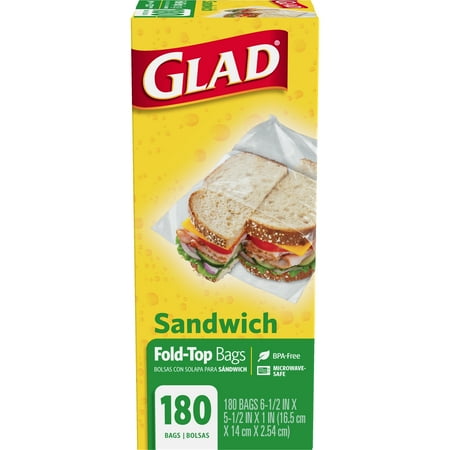 Custom Plastic Bags - Glad Food Storage Sandwich Bags - Fold Top - 180 ct