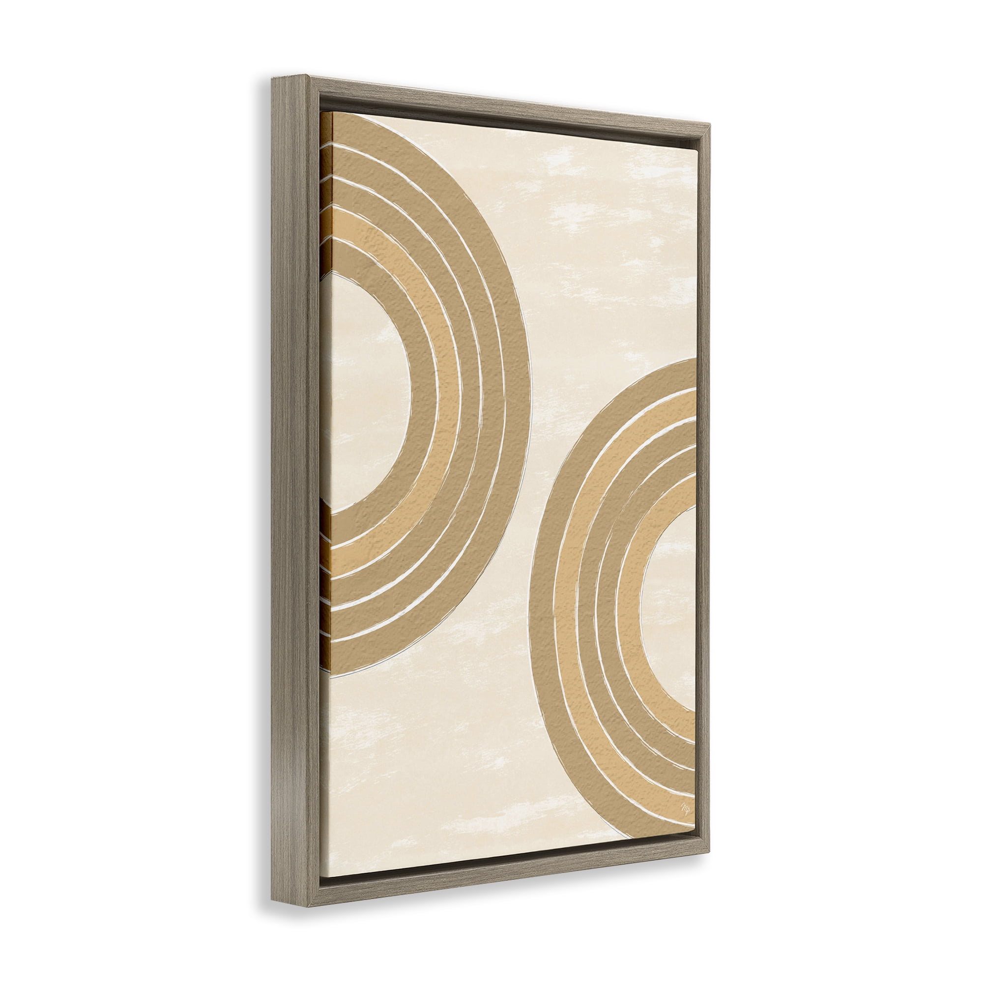 Stupell Industries Neutral Arch Expressions Abstract Painting Brown Floater Framed Canvas Art Print Wall Art, 21 x 31