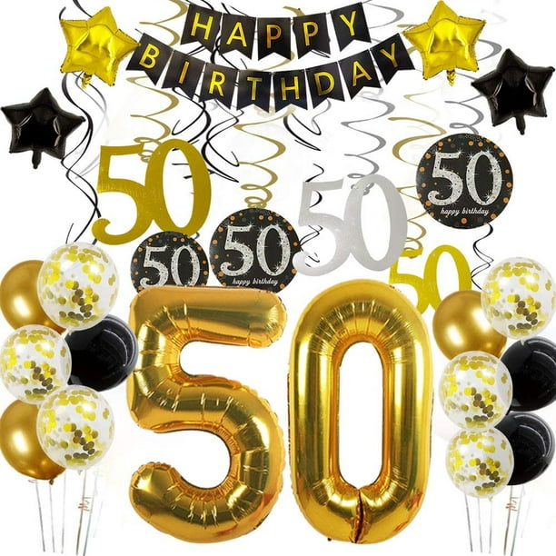 Ballons décoratifs pour Anniversaire de 30 ans, 51 pièces/ensemble, pour  homme et femme, noir et or