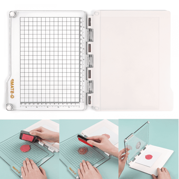 Stamp Platform with Grip Mat,Stamp Positioning Tool for Accurate Craft Stamping