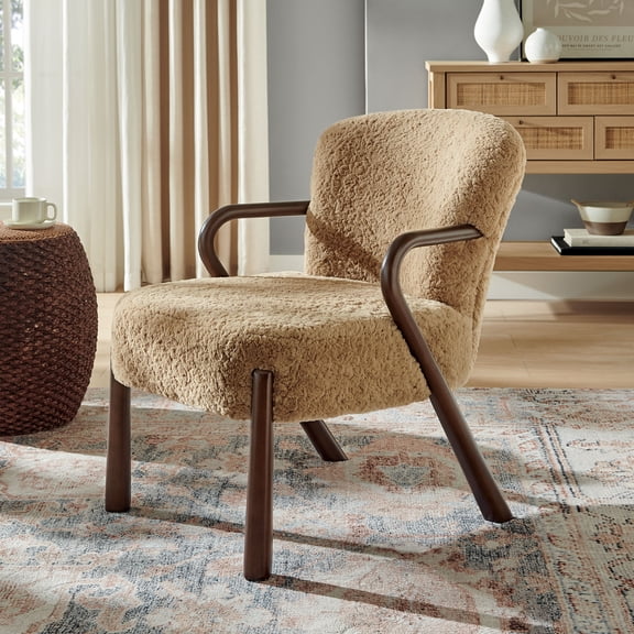 Arden Faux Shearling Accent Armchair in Sand