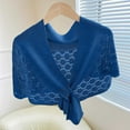 thumbnail image 2 of HJYCHN Elegant Shawl Wrap Versatile Outerwear Lace Knit Cape Lightweight Cardigan Sun Cover Up for Women Daily Wear Blue One Size, 2 of 3