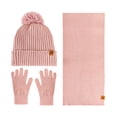thumbnail image 3 of All Solid Color Knitted Scarf Hat Gloves Set Winter Warm Soft Comfortable Unisex Accessories Three Piece Outfit, 3 of 3