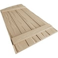 thumbnail image 6 of Ekena Millwork 22"W x 68"H (60 5/8" Low Side) Timberthane Riverwood Four Board Joined Board-n-Batten w/Elliptical Top Faux Wood Shutters (Per Pair), Primed Tan, 6 of 6