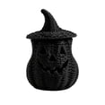thumbnail image 2 of QLUEWX Black Handwoven Pumpkin Halloween Decorations, 9.4" Seagrass Jack-O-Lantern with Lid Table Decor, Pumpkin Basket Candle Holder Tabletop Centerpiece for Party Supplies Prop Halloween Decor, 2 of 9