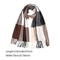 thumbnail image 3 of Womens Scarf Plaid Scarf Thick Warm Knitted Scarf Long Scarves Lined Knit Wraps Thick Warm Soft Winter Scarves for Women Coffee One Size, 3 of 6