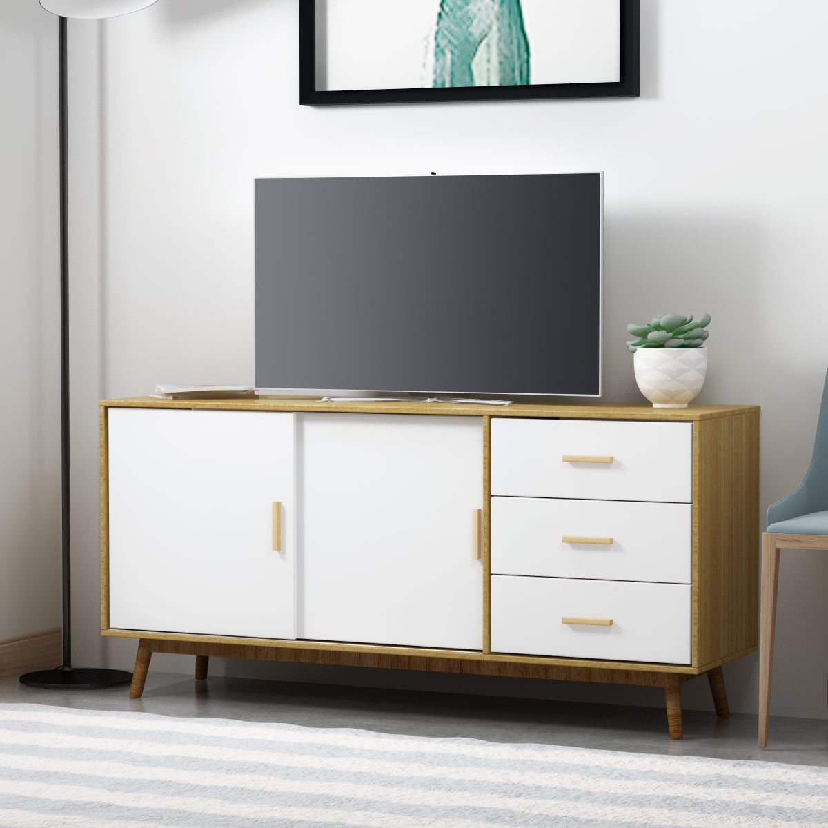 Details about   TV Unit Entertainment Display Storage Stand Living Room Furniture Center Console 