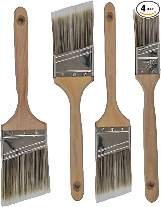 Pro Grade Angle Sash Premium Paint Brushes, 4 Piece Set