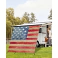thumbnail image 4 of 4th of July RV Awning Sun Shade Screen 9'X7' Patriotic American Flag Mesh Sunscreen Retro Wooden Plank Awning Shade Screen with Zipper UV Blocker Completed Kits for RV Motorhome Camper, 4 of 7