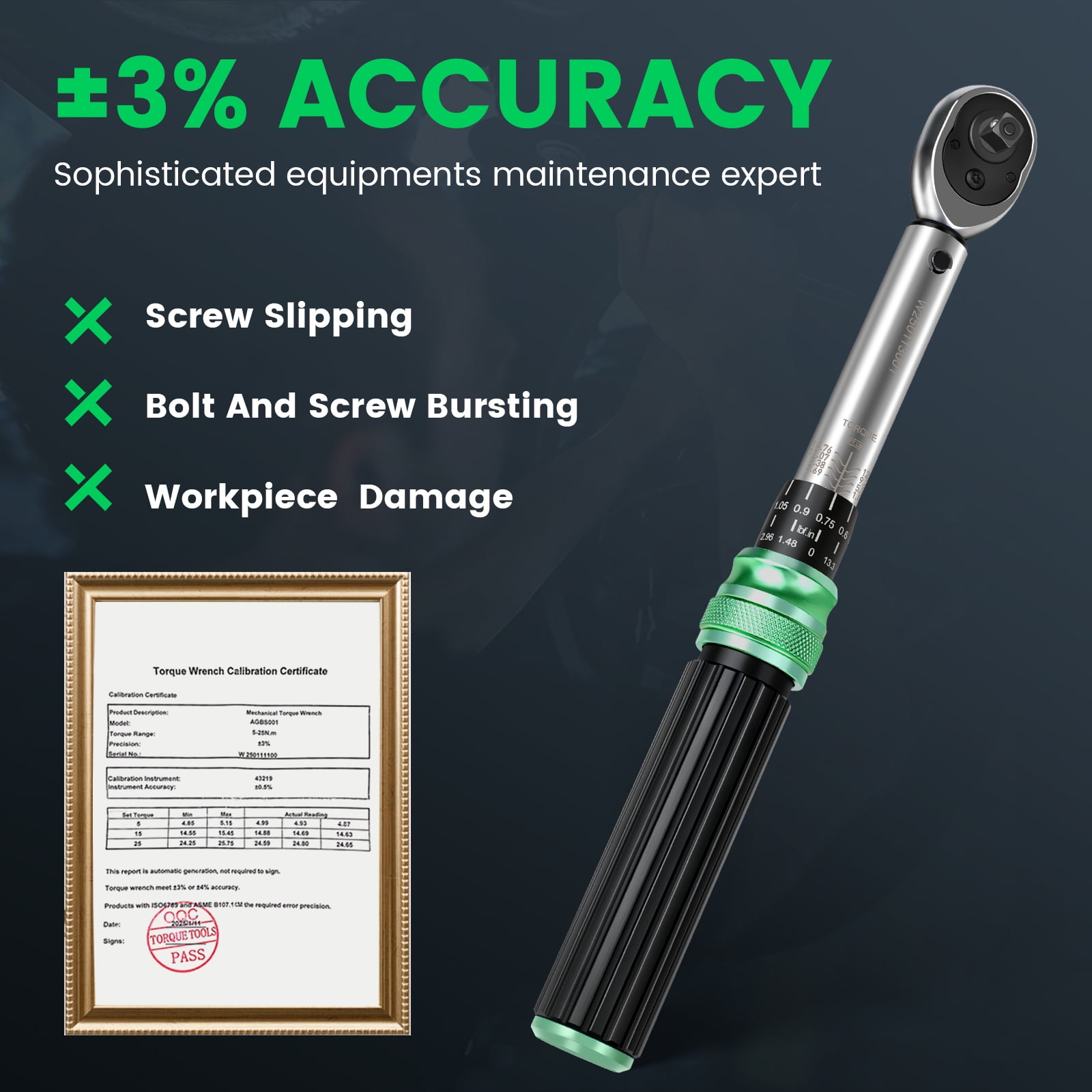 32-Piece 1/4" Torque Wrench Set 1.84–14.76 ft-lbs/2.5–20 N.m, with Extension Bar, Adapter, Bits & Portable Case for Bicycle, Motorcycle, Car Maintenance