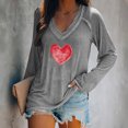 thumbnail image 2 of Blusa con cuello en V de manga larga con estampado de día de San Valentín suelto informal a la moda para mujer Fridja  FKASFK3959, 2 of 4