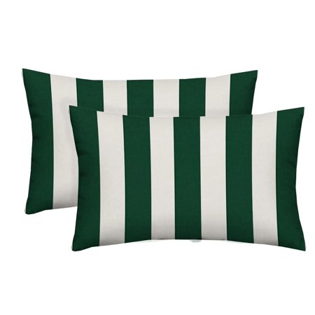 Rsh Decor Set Of 2 Indoor Outdoor Hunter Green Cabana Stripe