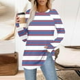 thumbnail image 2 of ZHYou Striped Loose Fit Tunic Tops for Women,Long Sleeve Casual Shirts Soft Comfort Oversized Blouses,Blue,Size S, 2 of 5