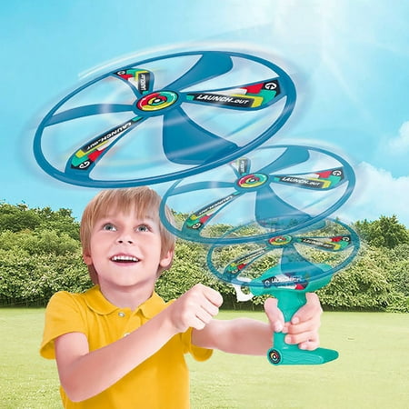 

Flying Disc String Launcher Pull Toys Ufo Aerial Sports Kids Plate Gravity Saucer Fly Plastic Disk Helicopter