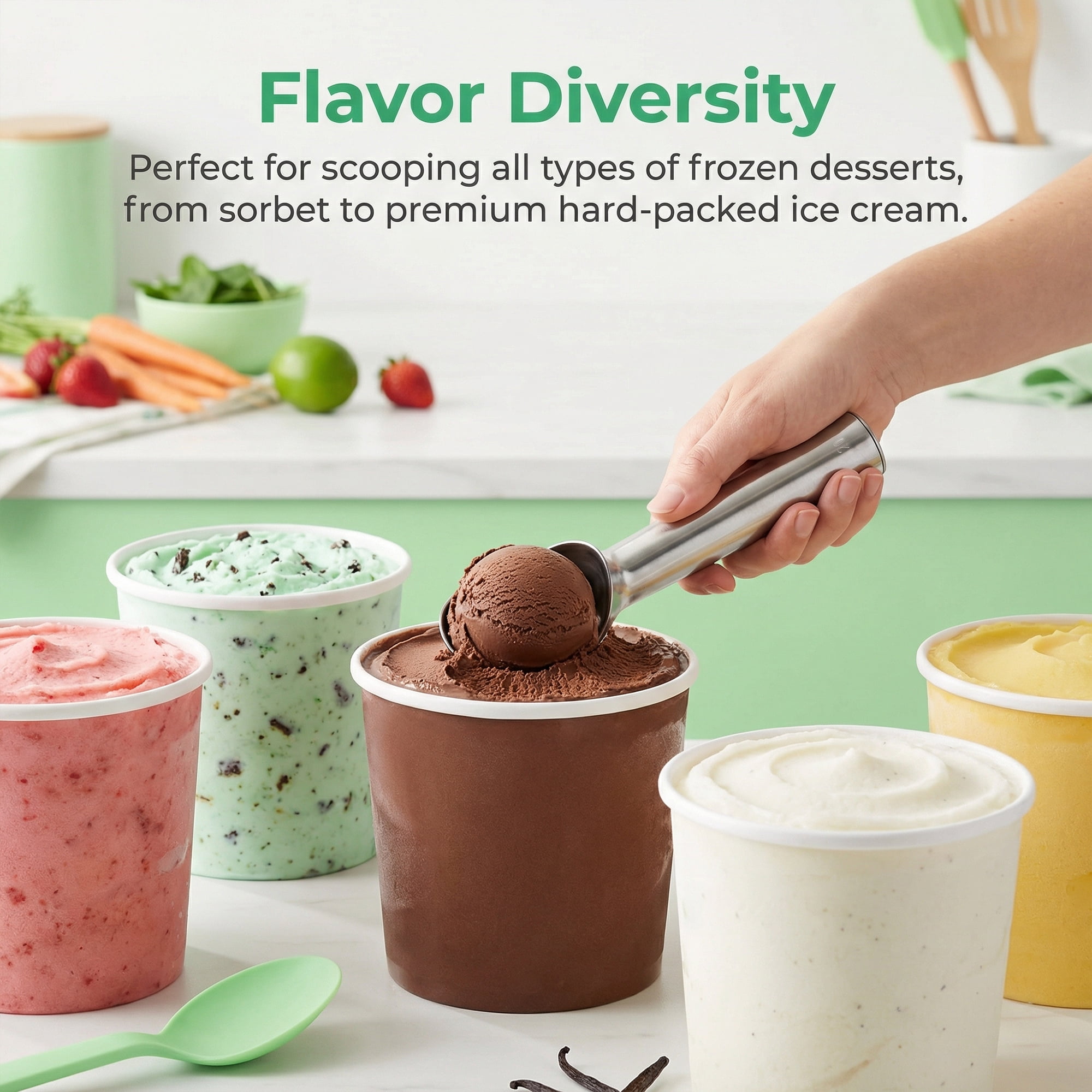 Unique Bargains Stainless Steel Ice Cream Scoop with Easy Release Silver 1.8in