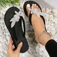 thumbnail image 6 of IUJSOY Flip Flops for Women Floral Rhinestone Thong Sandals Slip on Shoes Platform Wedges Heels, 6 of 9