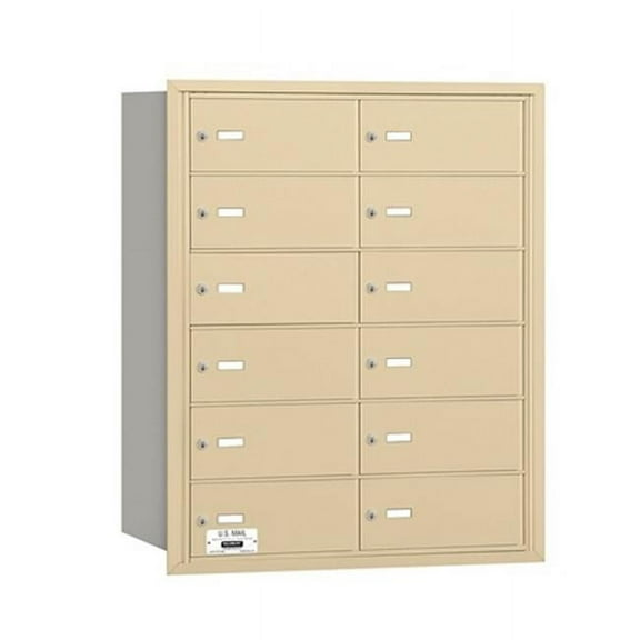 Salsbury 3612SRP Salsbury 4Bplus Horizontal Mailbox 12 B Doors - Sandstone - Rear Loading - Private Access