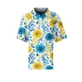 thumbnail image 4 of IYYVV Womens Waffle Polo Shirts Short Sleeve T-Shirt Summer Casual Tennis Work Athletic Tops Fashion Floral Printed Tee Dark Blue 3XL, 4 of 5