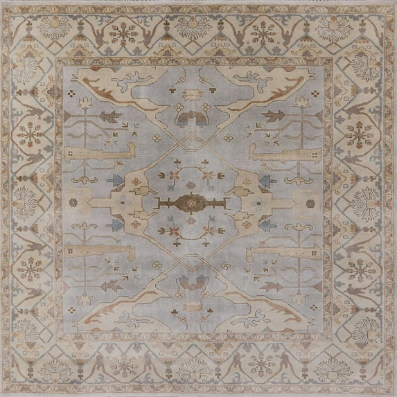 Ahgly Company Indoor Square Mid-Century Modern Dark Almond Brown Oriental Area Rugs, 6' Square