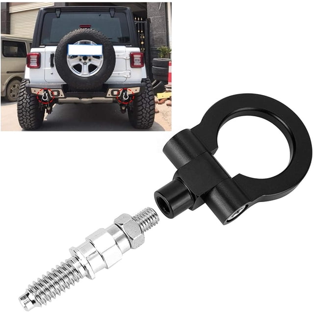 Gancho de remolque, gancho de remolque CNC para automóviles europeos, ajuste universal, accesorios de anillo Qvant de carreras utilizados en automóviles europeos para remolques, aleación (negro)