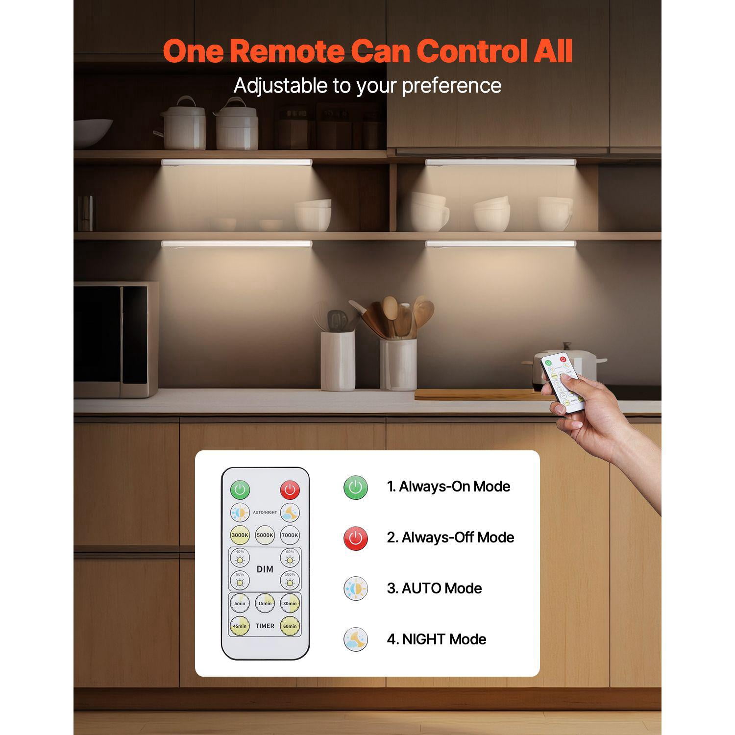 68 LED Motion Sensor Under Cabinet Lighting 5 PCS Rechargeable Wireless with Remote Control for Closet Counter Bookshelf Stair Hallway