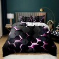 thumbnail image 1 of Geometric Duvet Cover Multicolor Honeycomb Hexagon Bedding Set Geometric Theme Metal Texture Streamline Polyester Qulit Cover, 1 of 7