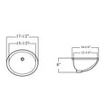thumbnail image 4 of 17-1/2 Inch x 14-1/4 Inch Oval Under Mount Glazed Ceramic Lavatory Vanity Bathroom Sink Pure White W/Ceramic Pop-Up Drain, 4 of 4