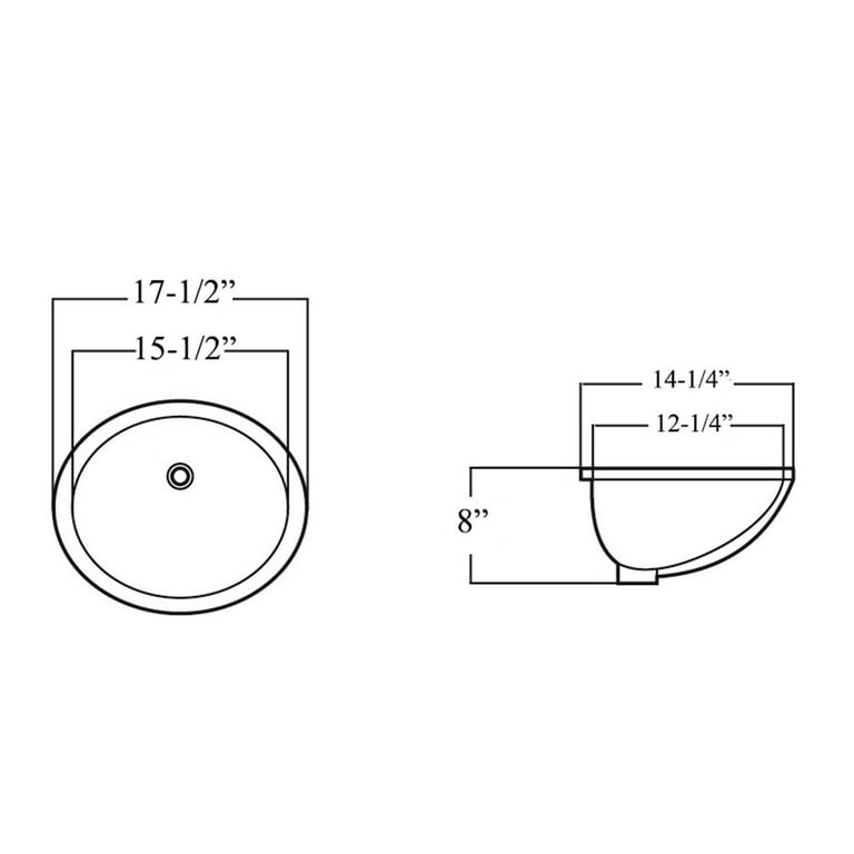 17-1/2 in. x 14-1/4 in. Oval Undermount Vitreous Glazed Ceramic Lavatory Vanity Bathroom Sink Pure White 17-1/2 in. x 14-1/4 in. Oval Undermount Vitreous Glazed Ceramic Lavatory Vanity Bathroom Sink Pure White