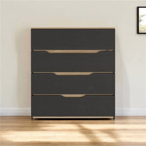 HomeRoots 543993 32 in. Natural & Black Four Drawer Dresser