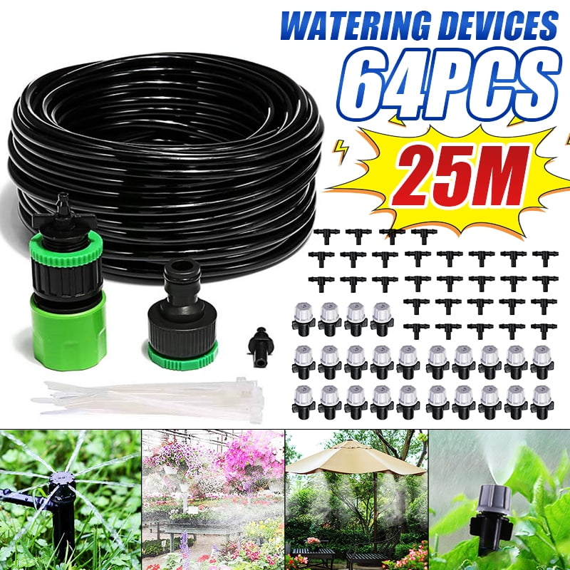 25M 82ft Hose+Micro Water Flow Drip Irrigation Misting