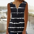 thumbnail image 2 of Long Tank Tops for Women Casual Stripe Loose Sleeveless Round Neck T-Shirt Ladies Button Down Cinch Waist Pleated Camisole Top, 2 of 5