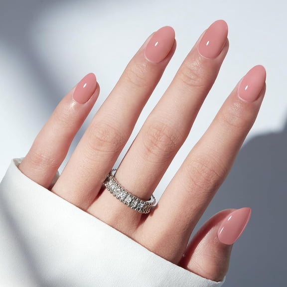 modelones Soft Pink Short Press on Nails, Oval Fake Nails Kit