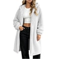 thumbnail image 4 of Women's Thick Sherpa Fleece Hooded Long Coat Oversized Cozy Warm Cardigan Jacket with Pocket Casual Fashion Winter Outer Clothing White, 4 of 8
