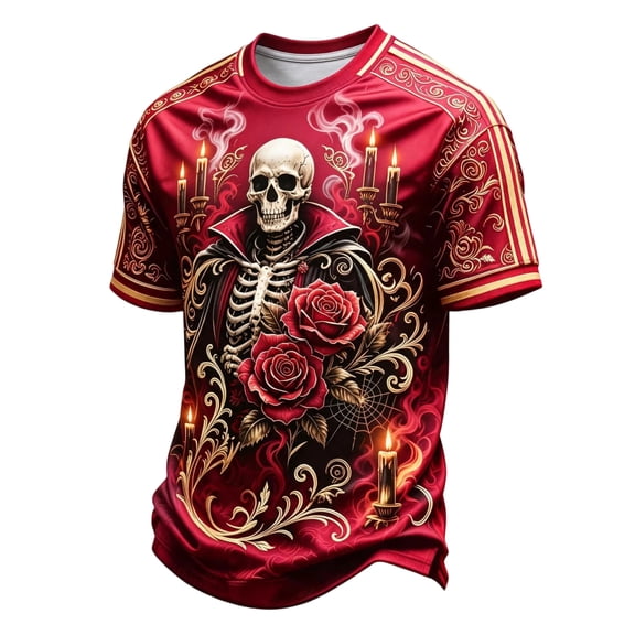 DORKASM Halloween Men's Shirts Short Sleeve Crew Neck Spider Web Spider Graphic Tee 2026 Witch Skull Fall T Shirt Cute Pumpkin Funny Tops Red 2XL