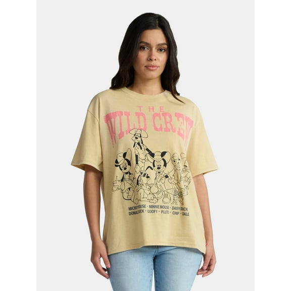 Disney Women's Mickey and Friends Graphic T-Shirt with Short Sleeves, Sizes XXS-2XL