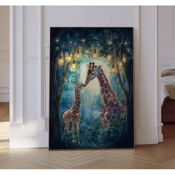 Giraffe Nursery Print, Safari Nursery Decor, Mom And Baby Animal Art, Giraffe Nursery Art, Animal Nursery Decor, Giraffe Lover Gifts Poster Unframed
