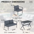 thumbnail image 6 of Aluminum Patio Furniture Set with Slim Armrests,4 Seat Modern Outdoor Conversation Set with Cushions and Coffee Table,Metal Patio Sofa Set Gray, 6 of 11