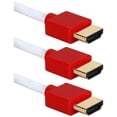 thumbnail image 2 of QVS 10ft High Speed HDMI UltraHD 4K with Ethernet Thin Flexible White Cables with Red Connectors, 3-Pack, 2 of 3