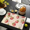 thumbnail image 4 of Red Berries and Fruit Design Placemats Set of 4, Flax Linen Heat Resistant Wrinkle Free Table Mats, Strawberry Pattern for Summer Themed Dining Style, 4 of 6
