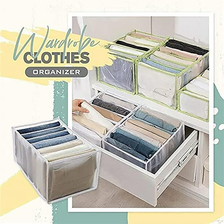 Visland Wardrobe Clothes Organizer for Jeans Clothing Storage Organizer  Washable Closet Drawer Organizer for Folded Clothes, Thin Coats, Jeans,  Leggings, Sweaters, T-shirt 