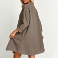 thumbnail image 7 of Bosfbaoi Linen Dresses for Women V Notch Neck 3/4 Roll Sleeve Loose A‑Line Short Dress with Side Pockets, 7 of 7