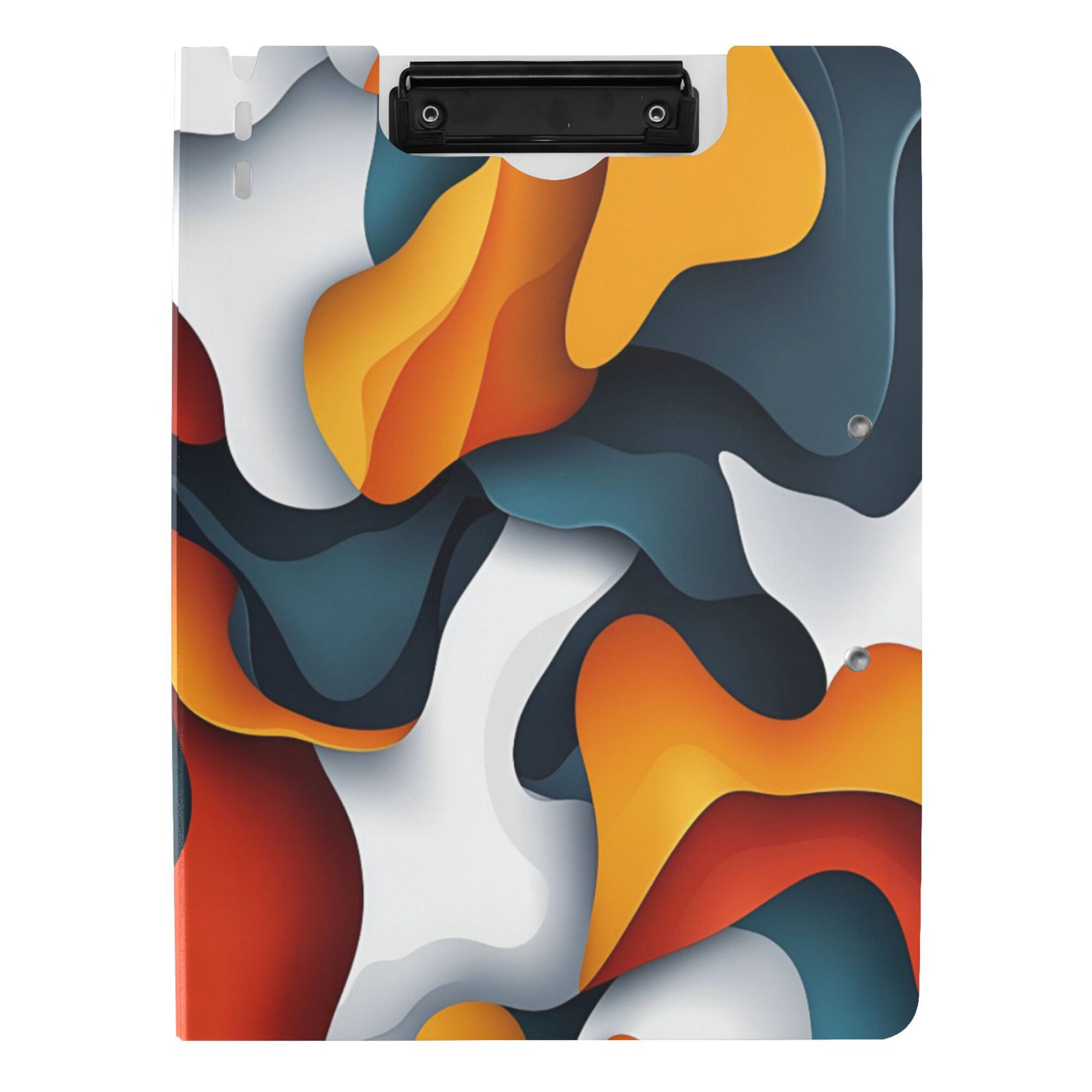 FORMRS A4 Clipboard Folder with Pen Holder Horizontal Foldable School Office Binder, Abstract Wavy
