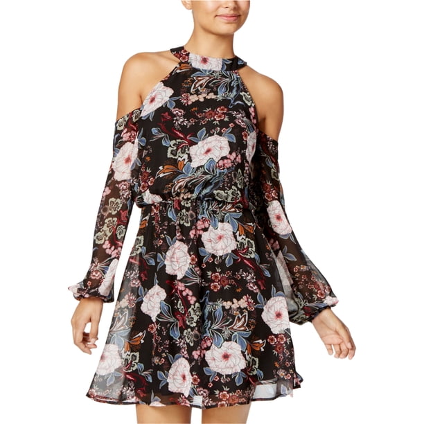 One Hart - Vestido acampanado con hombros descubiertos para mujer, negro, grande